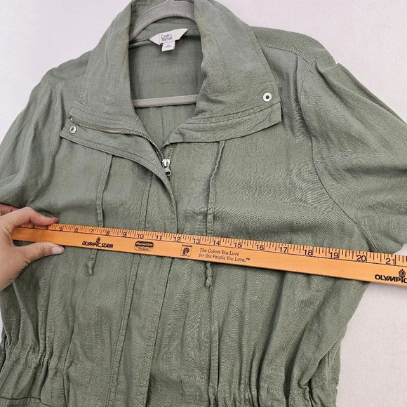 Croft & Barrow - olive green jacket with  front Zip - size XL Linen blend - Picture 6 of 11